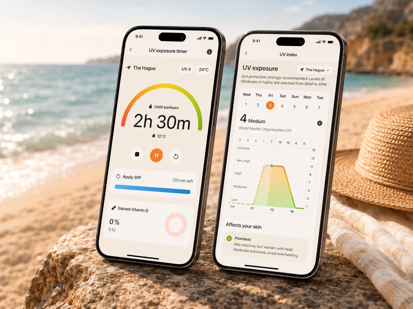 Sunburn & Vitamin D timer - sun tan app