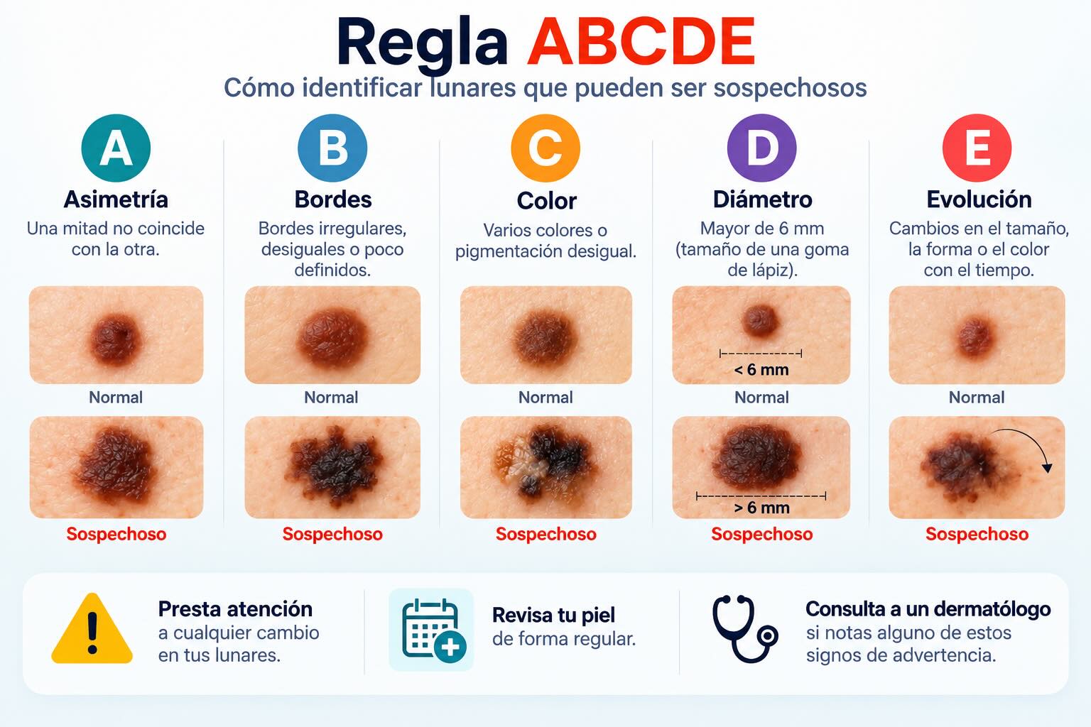 ¿Qué signos de melanoma conviene vigilar? Regla ABCDE