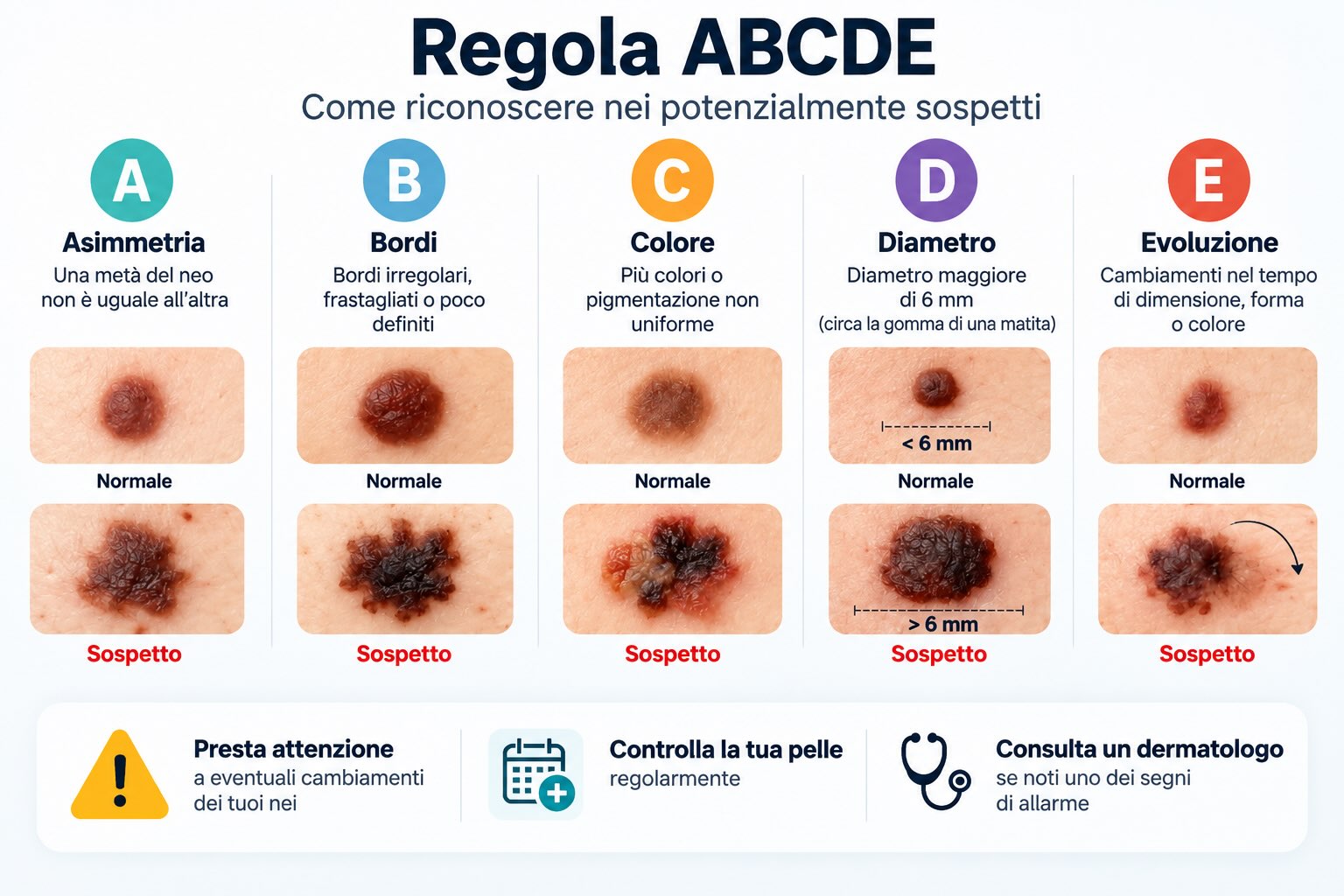 Regola ABCDE: come osservare un neo